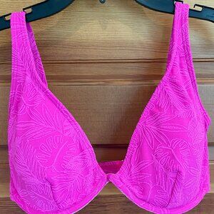 *RARE Venus Swimwear -- Venus bikini top - Hot Pink - Monstera Leaf Embroidered*